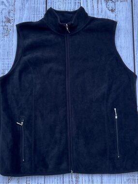 Karen Scott Men's Black Full-Zip Fleece Vest